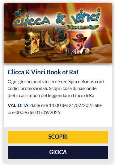 Clicca & Vinci Book of Ra con il codice promozionale StarVegas