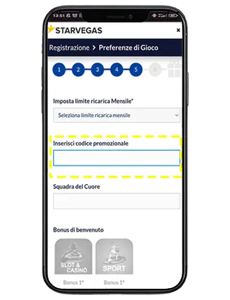 Modulo per inserire codice bonus casinò già registrato StarVegas