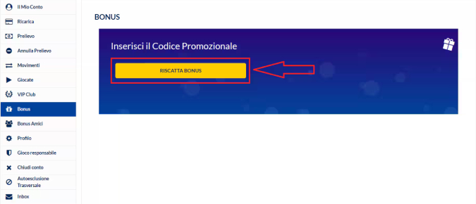 Come utilizzare il codice bonus